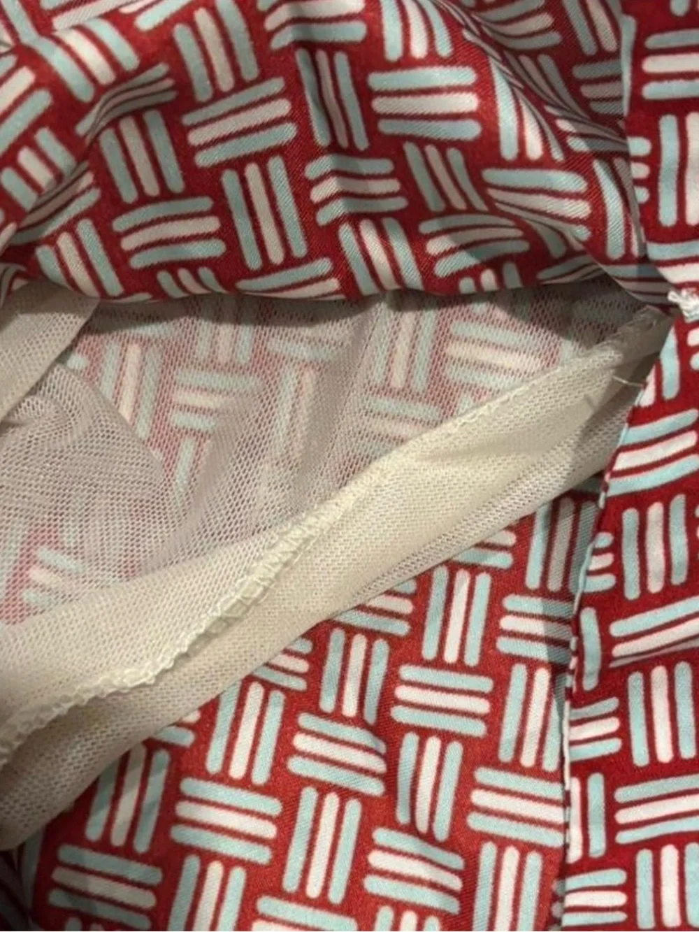 Men's Mr. Swim Red Patterned Swim Trunks with Contrast Waistband